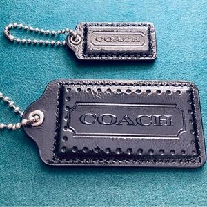 Vintage Coach Black Patent Leather Replacement Hang Tags Two Y2K Bag Charms Lot